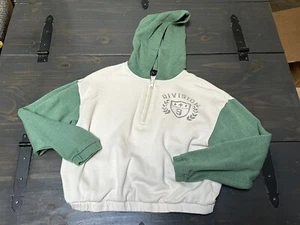 Art Class Cropped SweatShirt Girls L 10/12 Long Sleeve Green Ivory Hoodie EUC - Picture 1 of 4