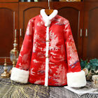 Chinese Style Short Coat Floral Embroidery Cotton Padded Women Jacket Fur Collar
