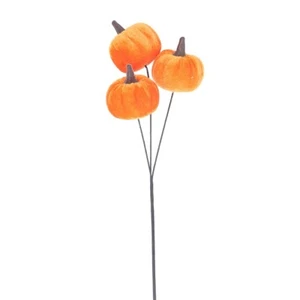 Gisela Graham Velvet Triple Pumpkin Spray Halloween Decoration Autumn Homeware - Picture 1 of 1