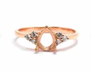 semi mount Ring 925 Sterling Silver Pear Setting  7x5 9x7 10x8 12x10 mm - Picture 1 of 3