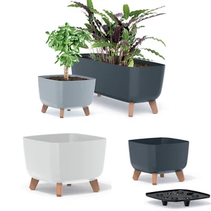 Blumentopf Schale mit Füßen Übertopf Quadratisch 4 Farben 3 Größen - Bild 1 von 10