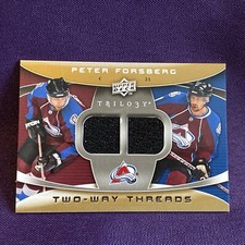 Peter Forsberg 2008-09 Upper Deck Trilogy Two-Way Threads Jersey Card #2W-PF