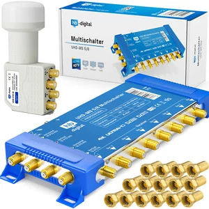 Digital Sat Anlage Multischalter 5/8 8 Teilnehmer+Quattro LNB für HDTV HD+ 4K 3D - Bild 1 von 12