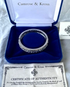 NIB JACKIE KENNEDY JBK CAMROSE KROSS SILVER & RHINESTONE CUFF BRACELET W/COA - Picture 1 of 5
