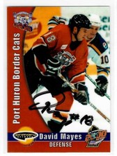 David Mayes Signed 1999/00 Port Huron Border Cats Team Issued UHL Card