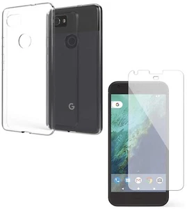 For GOOGLE PIXEL 2 XL CLEAR CASE + TEMPERED GLASS SCREEN PROTECTOR SHOCKPROOF - Picture 1 of 12