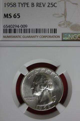 1958 P Type B Reverse MS 65 Washington Quarter NGC Graded Certified Slab OCE 467 Cover