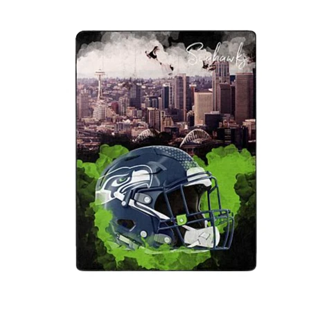 Seattle Seahawks NorthWest Official NFL ULTRA SOFT RISE Helmet Throw 60x80 NEW Cover