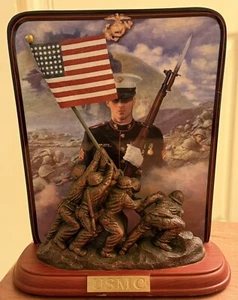 Vintage Bradford Exchange Iwo Jima Collectors Plate Statue Limited Edition - Bild 1 von 6