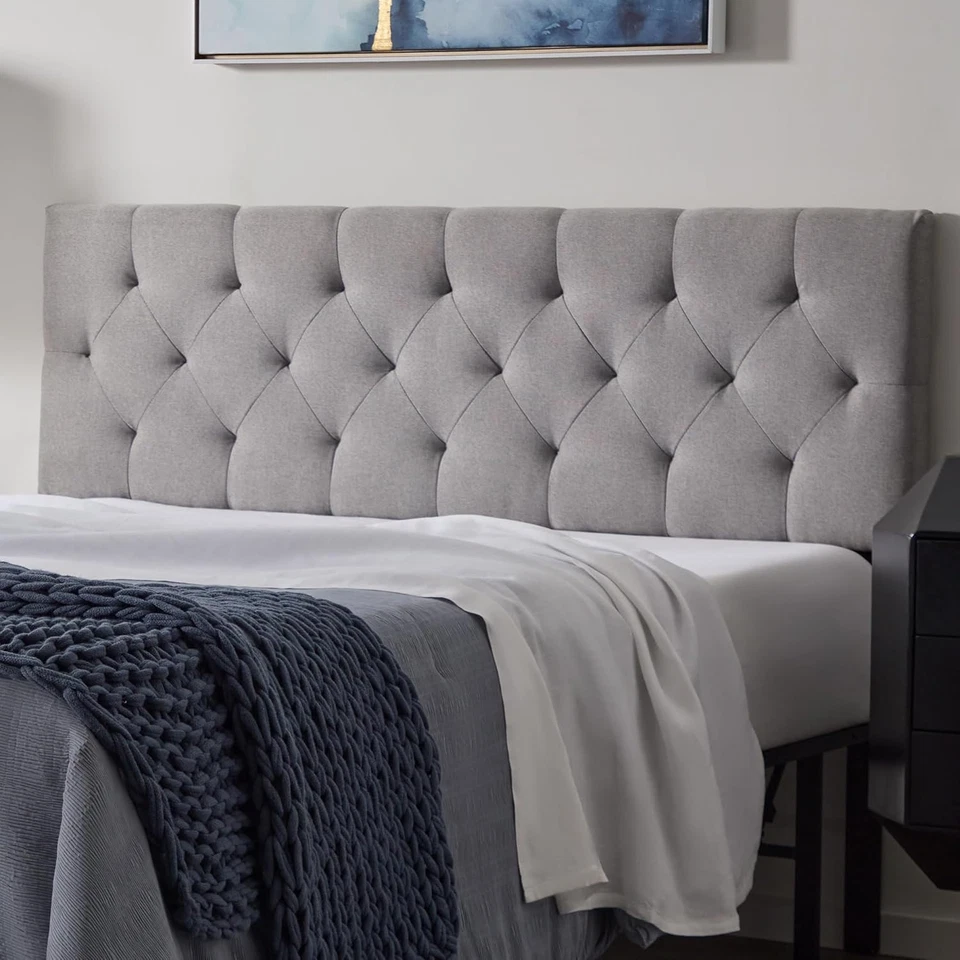 LUCID Full/Full XL Mid-Rise Upholstered Polyester Headboard - Diamond Tufted -