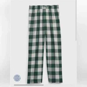 NWT Gap Kid Boys Pajamas Pants Holiday Xmas green white plaid flannel recycled 6 - Picture 1 of 1