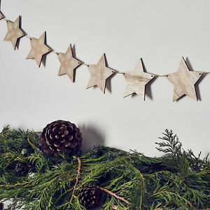SCANDI STYLE WOODEN STAR GARLAND CHRISTMAS DECORATION TREE NEW YEARS PARTY