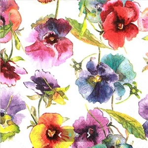 "New" 3 Paper Napkins for Decoupage/Scrapbooking/Craft-Watercolour Pansies - Picture 1 of 2
