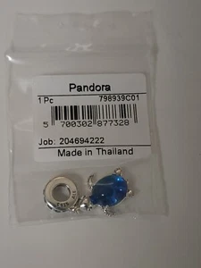 AUTHENTIC PANDORA MURANO GLASS BLUE SEA TURTLE DANGLE CHARM #798939C01 - Picture 1 of 5