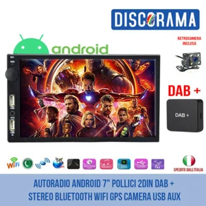 AUTORADIO ANDROID 7" POLLICI 2DIN DAB + STEREO BLUETOOTH WIFI GPS CAMERA USB AUX - Foto 1 di 7