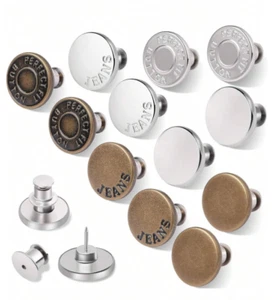 12pcs Adjustable Jeans Buttons Pins - Easy Replacement for Loose Jeans - Picture 1 of 9