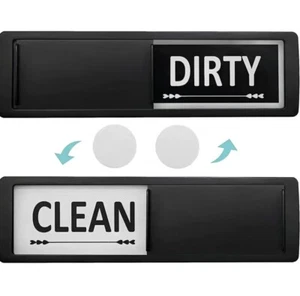 Clean Dirty Dishwasher Magnet Non-Scratch Magnetic Black Signage Indicator Sign - Picture 1 of 3