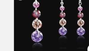 925 Sterling Silver Cubic Zirconica Crystal Pendant Necklace and earring set - Picture 1 of 2