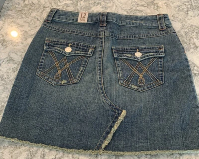 Girls Skirt Limited Too Size 12 Medium Blue distressed New  Jean Denim 27” Waist - Image 1 of 4