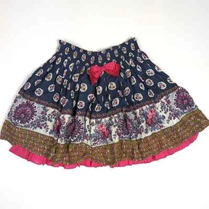 Monsoon Skirt Girls Sz 11-12 Navy Floral Paisley Mini Boho - Picture 1 of 6