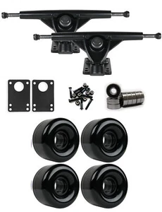 RKP Black Longboard Trucks Wheels Package 65mm x 44mm 83A Black - Picture 1 of 3