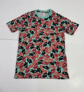 The Nike Tee All Over Print T Shirt Youth Boys Green XL Logo 100% Cotton - Picture 1 of 8