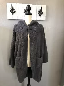 PJ Salvage Sherpa Sweater Jacket with Pockets Dark Gray Sz M - Picture 1 of 8