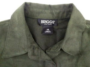 BRIGGS bräunlich grün weich 5 Knöpfe Freizeit Knopf Hemd Größe 10 - Bild 1 von 12