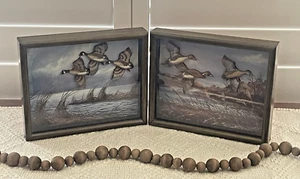 RARE Pair Of Roger 9 x 11 Flythe 3D Nature Ducks & Geese Shadow Box Lithograph - Picture 1 of 15