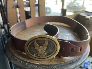 Vintage Harley Davidson Geprägt Ledergürtel mit Messing Schnalle - Bild 1 von 12