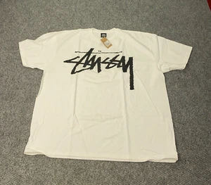 Stussy Big Stock Tee Mens XXL White Short Sleeve NWT - Picture 1 of 10