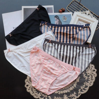 Sexy Mujer Bikinis a Rayas Bragas Hielo Sedoso Completo Calzoncillos Ropa Interior Lote de 5 Paquete M L Foto 1 de 4