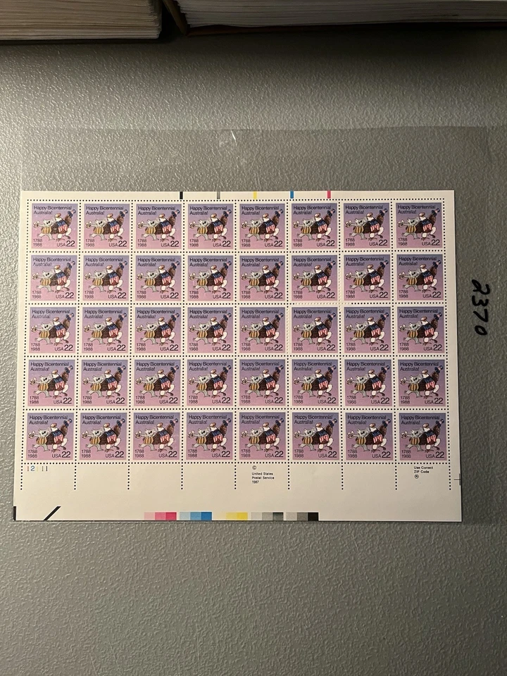Scott #2370 US 22c Australia Bicentennial Full Sheet Of 40 MNH OG - Image 1 of 1