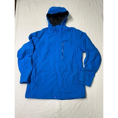 Marmot  windbreaker Jacket full zipper Mens size M Hooded Waterproof color blue - Image 1 of 4