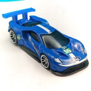 Hot Wheels Ford GT Race Car 1:64 Blue White Stripe Collectible 2016 Diecast Toy - Picture 1 of 14