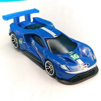 Hot Wheels Ford GT Race Car 1:64 Blue White Stripe Collectible 2016 Diecast Toy - Image 1 of 4