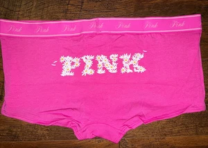 Victoria's Secret Boyshort-Höschen pink Blumen Gänseblümchen Logo pink Klatsch L oder XL - Bild 1 von 6