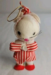 De Colección Hecho en Japón Adorno de Navidad Ratón en Pijama Rojo y Blanco 4" de Alto Años 70 - Imagen 1 de 8