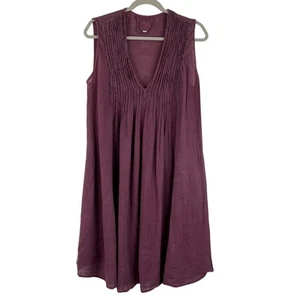 Lynn Laundry Ziga Plum Sleeveless Dress Women's Medium 100% Linen - Picture 1 of 12