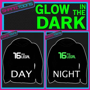FUNNY 16TH BIRTHDAY GIFT ADULTS & CHILDRENS GLOW IN THE DARK HOODIE HOODY  - Picture 1 of 1
