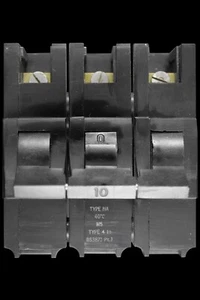 FEDERAL 10 AMP TYPE 4 M5 TRIPLE POLE MCB CIRCUIT BREAKER STAB-LOK NA - Picture 1 of 6