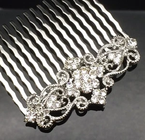 Art Deco Crystal Hair Comb Clip Pin Silver Formal Wedding Diamante Bridesmaid - Picture 1 of 5
