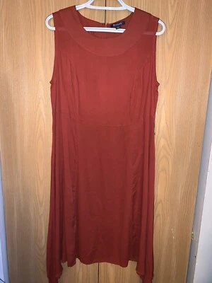Roaman's Plus-size 3X Sleeveless Knee Length Rust Sheath Dress Rayon Stretch - Image 1 of 4