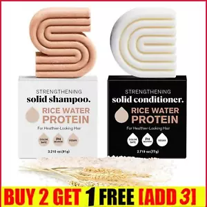2025 Strengthening Hair Shampoo & Conditioner Bar Soap with Rice Water Protein - Picture 1 of 18