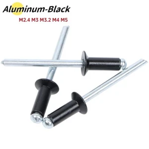 Black Pop Rivets Countersunk Head Open Blind Rivets 2.4mm 3mm 3.2mm 4mm 5mm - Picture 1 of 6