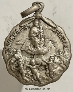 MADONNA DEGLI AVIATORI CHI VOLA VALE MEDAGLIA REGIA AERONAUTICA ITALO BALBO - Picture 1 of 6