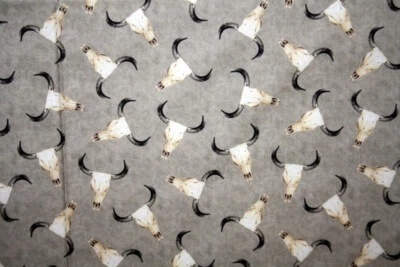 3/4 YARD COWBOY CULTURE - BLEACHED CATTLE SKULLS FROM BLANK TEXTILES - Image 1 of 3