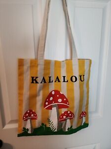 Mushrooms Canvas Tote Bag Red & White Polka Dots By Kalalou