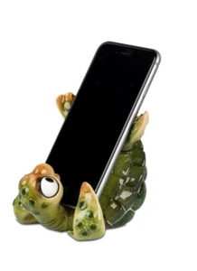 formano Dekofigur Schildkröte Harry grün Handy-Halter 12 cm Kunststein glänzend - Bild 1 von 2
