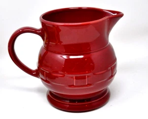 Longaberger Pottery Woven Traditions Water Juice Pitcher Paprika Burgundy Red - Picture 1 of 7